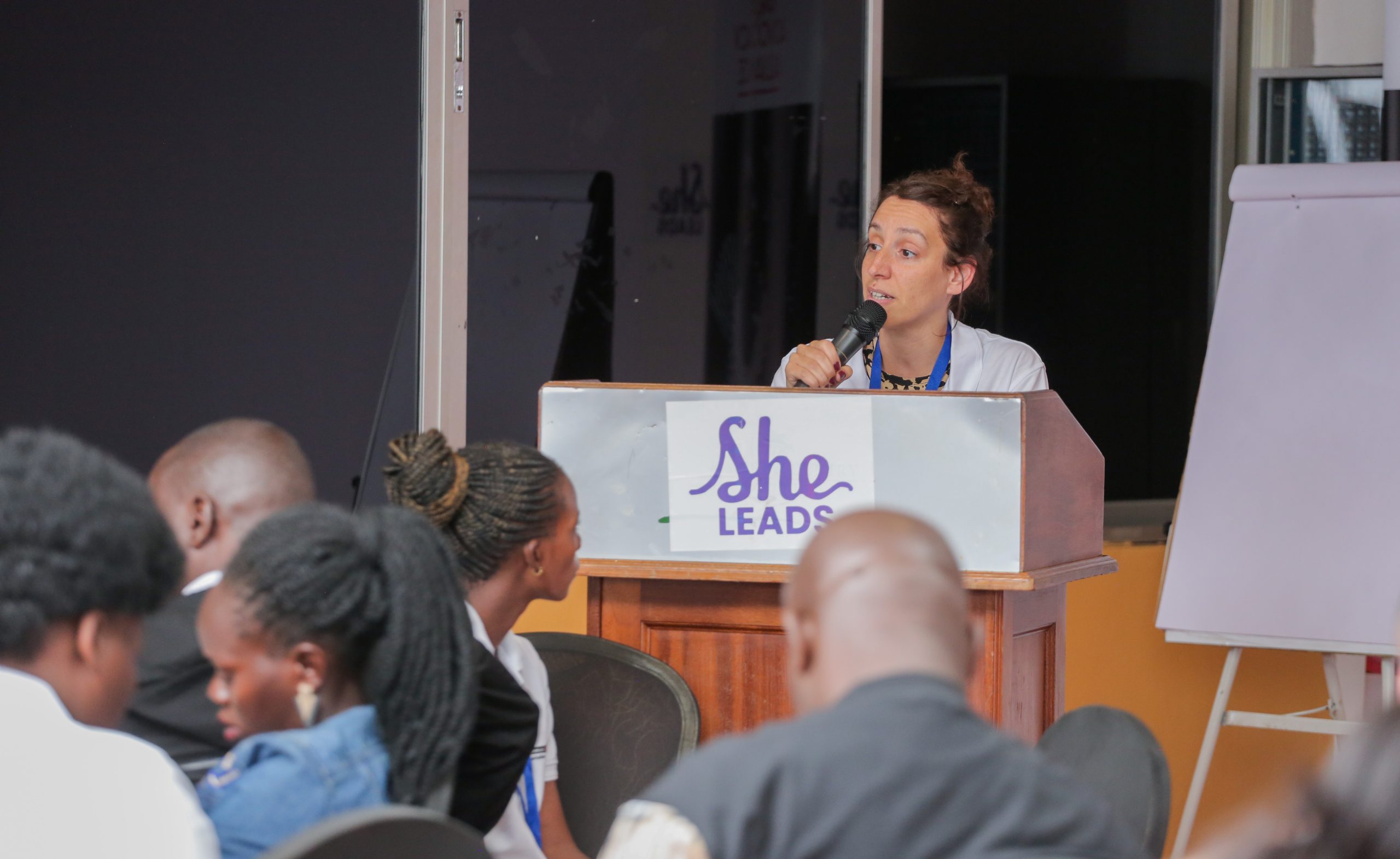 Women speaking on the She Leads event