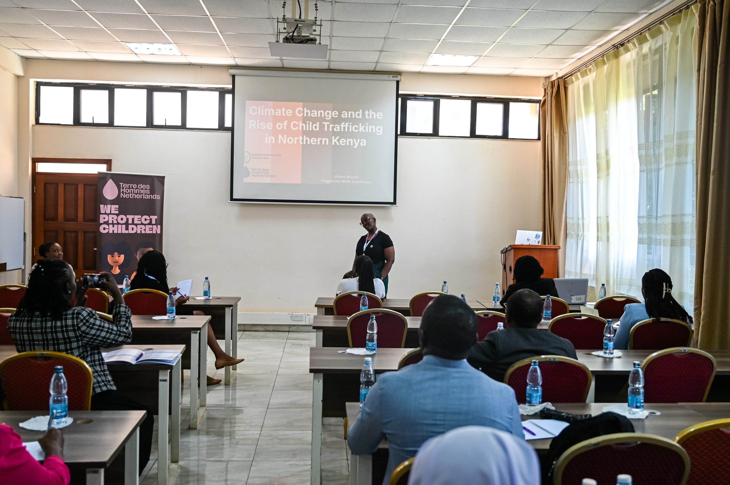 Ms. Lillian Mutuku presenting on Climate Change and the Rise of child Trafficking in the Nothern Kenya at the 3rd International Conference on Child Protection (ICCP) – Africa.