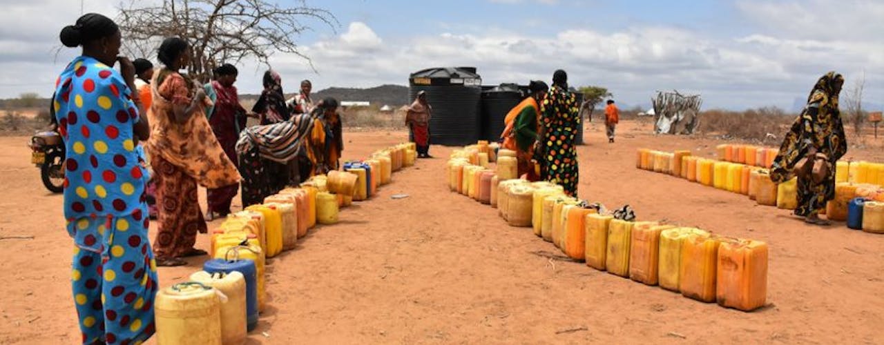 Women fetching water in Moyale, Kenya